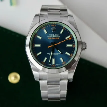 Rolex Milgauss 116400GV Blue Dial Green Crystal Front