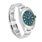 Rolex Milgauss Blue Dial Green Crystal Detail