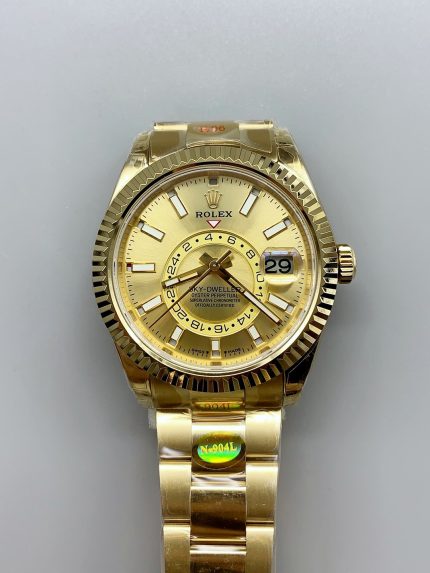 Rolex Sky-Dweller REF# 336935 Gold Dial Watch in Yellow Gold 904L Steel Case （）