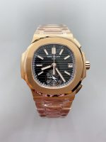 Patek Philippe Nautilus 5980/R Rose Gold 904L Steel Case in Black Dial
