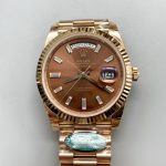 Rolex Day-Date 40 Rose Gold Chocolate Baguette Diamond Dial 228235(1;1 )