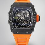 Swiss Super Clone Richard Mille RM 35-02 with NTPT Carbon Fiber Case, Orange Silicone Strap image 1