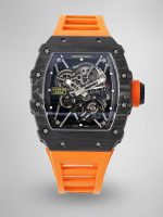 Swiss Super Clone Richard Mille RM 35-02 with NTPT Carbon Fiber Case, Orange Silicone Strap image 1