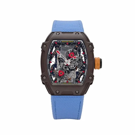 Richard Mille RM 27-04 Super Clone, Brown Carbon Case Skeleton Grid Dial Blue Nylon Strap Luxury Sports Wristwatch image 2