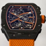 UMI Richard Mille RM 67-02 McLaren Lando Norris Black Carbon TPT Orange Fabric Strap Super Clone Watch image 6