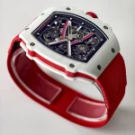 UMI RM 67-02 Charles Leclerc Skeleton Dial White Carbon Red Fabric Strap Super Clone Watch image 3