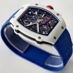 UMI Richard Mille RM 67-02 Alexis Pinturault White Quartz TPT Carbon Blue Strap Automatic Super Clone Watch image 3