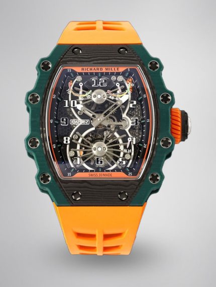 Best Richard Mille RM 21-02 Tourbillon Aerodyne Super Clone Watch - Orange Rubber Strap image 1