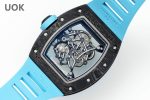 Best Super Clone RICHARD MILLE RM 055 – Swiss Movement Super Clone with Carbon Case & Blue Rubber Strap image 3