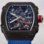 UMI Richard Mille RM 67-02 Automatic Carbon TPT Case Blue Elastic Fabric Strap Super Clone Watch image 6
