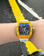 Super Clone Richard Mille RM 65-01 McLaren W1 Yellow Automatic Skeleton Watch image 9
