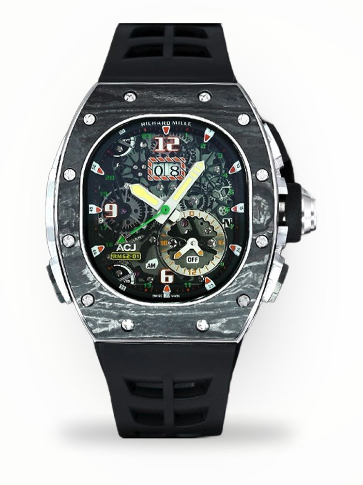 High-End Super Clone Richard Mille RM 62-01 Tourbillon ACJ Watch – Skeleton Dial, Carbon Fiber & Titanium Case image 1 High-End Super Clone Richard Mille RM 62-01 Tourbillon ACJ Watch – Skeleton Dial, Carbon Fiber & Titanium Case image 1