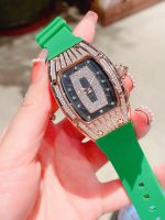 Luxury Super Clone Richard Mille RM 007 Ladies Diamond Set Green Strap Watch – Black Dial, Green Rubber Strap image 5