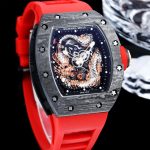 Swiss Super Clone Richard Mille RM 57-03 Dragon Skeleton Dial, Carbon Fiber Case, Red Rubber Strap Luxury Watch image 4