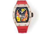 Super Clone Richard Mille RM S10 Koi Tourbillon Watch Rose Gold with Diamond - Red Rubber Strap image 9