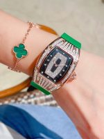 Luxury Super Clone Richard Mille RM 007 Ladies Diamond Set Green Strap Watch – Black Dial, Green Rubber Strap image 6