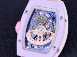 Richard Mille RM 07-03 Super Clone, White Ceramic Case Pastel Swirl Dial White Rubber Strap Luxury Ladies Wristwatch image 11