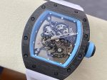 Super Clone Richard Mille RM055 NTPT Carbon Fiber Light Blue Skeleton Dial Super Clone Watch image 4