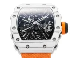 Richard Mille RM 12-01 Tourbillon Super Clone - White Carbon Fiber Orange Strap image 3