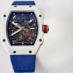 UMI Richard Mille RM 67-02 Alexis Pinturault White Quartz TPT Carbon Blue Strap Automatic Super Clone Watch image 5