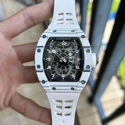 Richard Mille RM 022 Super Clone White Case White Strap Watch For Men – Skeletonized Dial And Carbon Fiber Case image 2