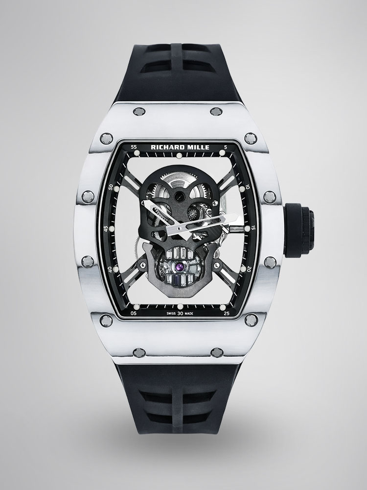 Richard Mille RM52-01 Skull Tourbillon Super Clone Super Clone Watch White Carbon TPT Skeleton Dial image 1 Richard Mille RM52-01 Skull Tourbillon Super Clone Super Clone Watch White Carbon TPT Skeleton Dial image 1
