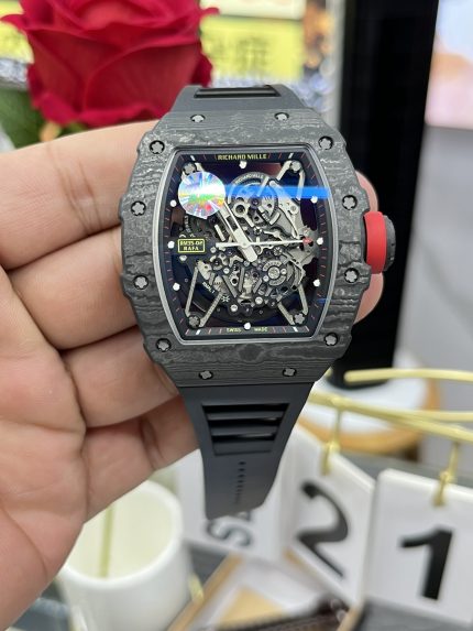 Best Richard Mille RM35-02 Carbon Fiber Skeleton Dial Swiss Super Clone Watch image 2