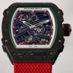 UMI Richard Mille RM 67-02 Extra Flat Italy Carbon TPT Skeleton Red Fabric Strap Super Clone Watch image 6