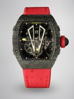 Swiss Super Clone Richard Mille RM27-03 Black Carbon Fiber Case with Red Woven Strap image 1