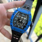 Super Clone Richard Mille RM022 Blue Carbon Skeleton Dial Automatic Movement 40x50mm image 3