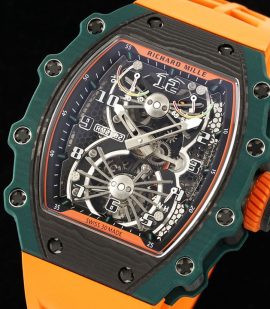 Best Richard Mille RM 21-02 Tourbillon Aerodyne Super Clone Watch - Orange Rubber Strap image 2