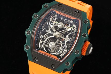Best Richard Mille RM 21-02 Tourbillon Aerodyne Super Clone Watch - Orange Rubber Strap image 2