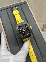 Swiss Super Clone Richard Mille RM 35-02 Watch For Men – Skeleton Dial, Yellow Rubber Strap, Luxury Sport Design image 2