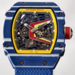 UMI RM 67-02 Fernando Alonso Blue Carbon Case Yellow Bezel Blue Fabric Strap Super Clone Watch image 6