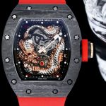 Swiss Super Clone Richard Mille RM 57-03 Dragon Skeleton Dial, Carbon Fiber Case, Red Rubber Strap Luxury Watch image 3