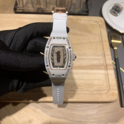 Elegant Swiss Richard Mille RM 07-01 Super Clone White Ceramic & Rose Gold Diamond Dial Watch – Luxury Style For Women image 2