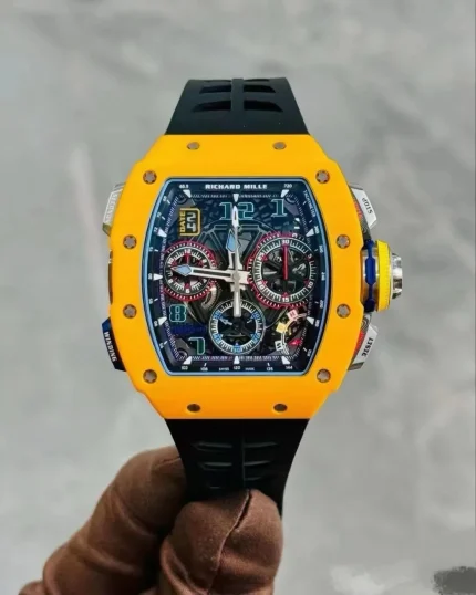 Super Clone Richard Mille RM 65-01 McLaren W1 Yellow Automatic Skeleton Watch image 2