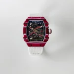 UMI Richard Mille RM 67-02 Mutaz Barshim Burgundy Red & White Quartz TPT Carbon White Strap Super Clone Watch image 2