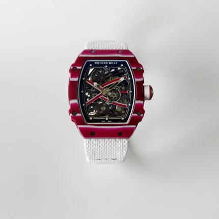 UMI Richard Mille RM 67-02 Mutaz Barshim Burgundy Red & White Quartz TPT Carbon White Strap Super Clone Watch image 2