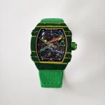 UMI RM 67-02 Van Niekerk Green Carbon Yellow Bezel Green Fabric Strap Super Clone Watch image 2