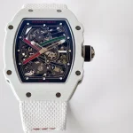 UMI RM 67-02 White Quartz TPT Carbon Case White Fabric Strap Skeleton Super Clone Watch image 5