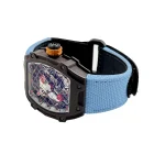 Richard Mille RM 27-04 Super Clone, Brown Carbon Case Skeleton Grid Dial Blue Nylon Strap Luxury Sports Wristwatch image 6