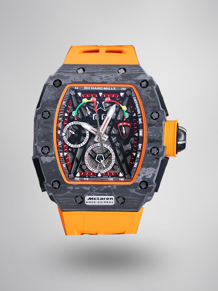 Richard Mille RM 50-03 McLaren Super Clone Tourbillon Chronograph – Super Clone Carbon Fiber Luxury Watch image 1 Richard Mille RM 50-03 McLaren Super Clone Tourbillon Chronograph – Super Clone Carbon Fiber Luxury Watch image 1