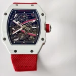 UMI RM 67-02 Charles Leclerc Skeleton Dial White Carbon Red Fabric Strap Super Clone Watch image 5