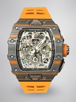 Swiss Super Clone Richard Mille RM 11-03 McLaren Watch – Carbon Fiber Skeleton Chronograph with Striking Orange Rubber Strap image 1