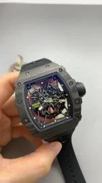 UMI Richard Mille Super Clone RM 35-02 Rafael Nadal Carbon TPT Black Strap RMAL1 Automatic Movement image 3