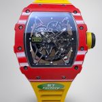 Best Richard Mille RM35-02 Super Clone – Red Carbon Case, Yellow Strap, Swiss Movement, Skeleton Dial image 1