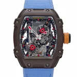 Richard Mille RM 27-04 Super Clone, Brown Carbon Case Skeleton Grid Dial Blue Nylon Strap Luxury Sports Wristwatch image 3