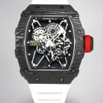 Top Swiss Super Clone Richard Mille RM35-01 – Carbon Fiber Case & White Rubber Strap image 1