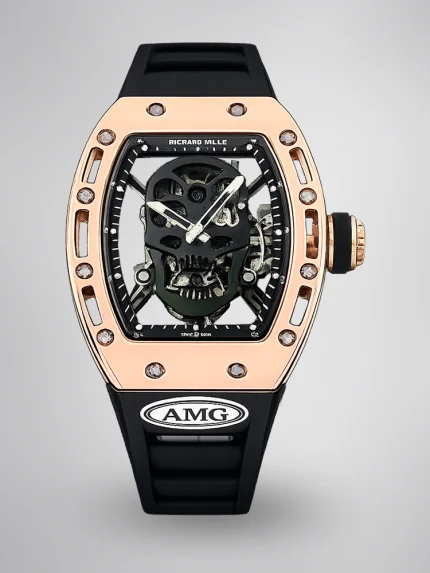RM052 Skeleton Tourbillon Super Clone Watch Black Skull Dial – Rose Gold Case image 1